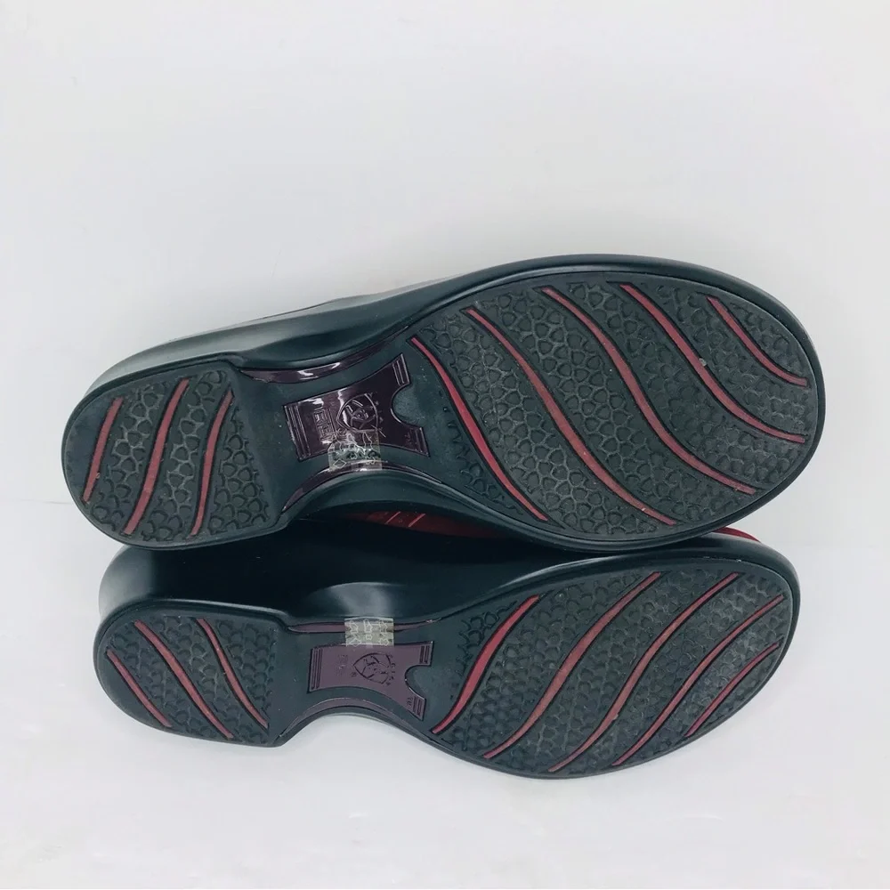 Ariat Women's Size 9B Clogs Red Leather Suede Slip On Comfort Shoes 15253 - Picture 7 of 8